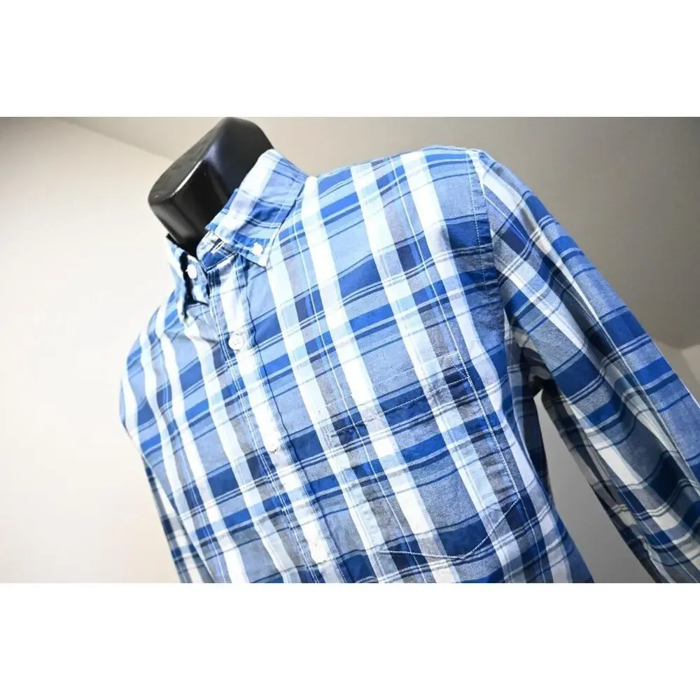 J Crew Flex Wash Dress Shirt Plaid Classic‎ Stretch Long Sleeve Mens Sz Medium